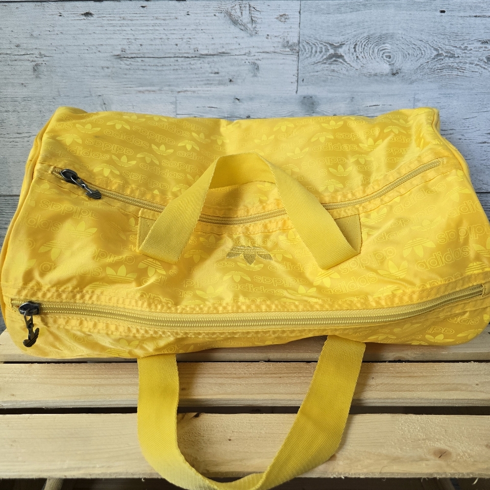 Adidas Duffle Bag Set X2 Yellow Travel Bag Purse Medium - Picture 6 of 15